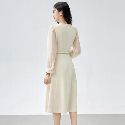 New Womens Career Workwear Long Sleeve A-line Belted Dress Business Dresses  Size | eBay