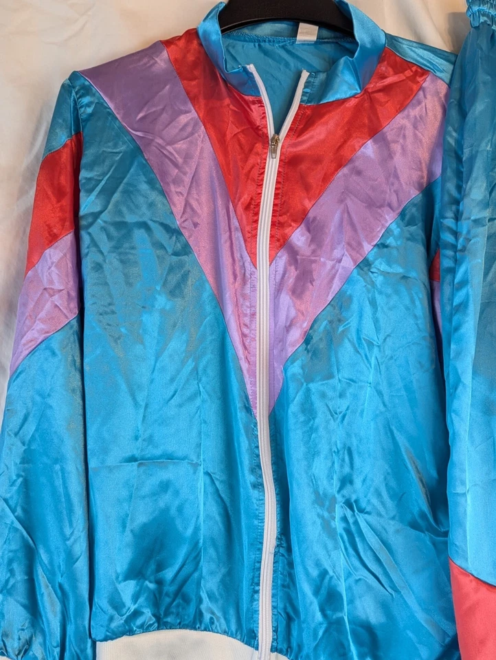 Traje de Pista Años 80 Adulto Unisex Disfraz de Halloween Talla Grande con Joyería/Caja Boom/Teléfono Foto 2 de 4