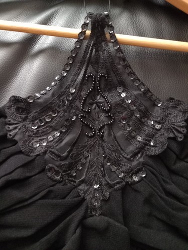 Evita Vintage Sequin/beads,ribbon tie halterneck top black size 12 - Picture 7 of 7