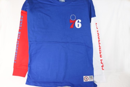 PHILADELPHIA 76ERS NBA Shirt Tommy Jeans Hilfiger Blue Long Sleeve Size L - Picture 3 of 8