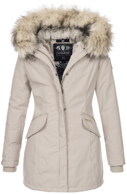 Premium Damen Winter Jacke Parka Mantel Winterjacke warm Beige 2XL V671 R7-B