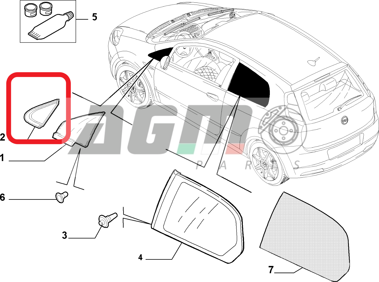 MOSTRINA FINESTRINO FISSO ANTERIORE SX ORIGINALE FIAT GRANDE PUNTO 