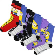 The Minions Stuart Otto and Kevin 6-Pack Crew Socks Multi-Color