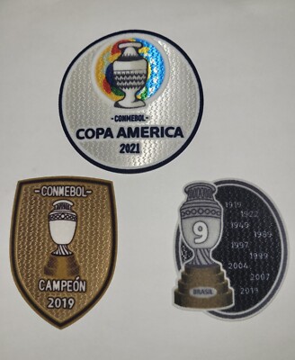 COPA AMERICA 2021 PATCH SET BRASIL 9 TIMES TROPHY WINNER BRASIL CAMPEÃO CHAMPION