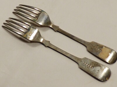 Antique ca1879 silver plated 2 dinner forks James Dixon Sheffield