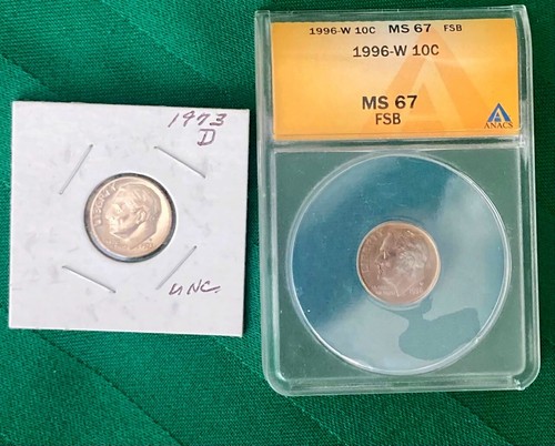 1996-W 10c Roosevelt Dime ANACS MS67 FSB PLUS++ Extras | eBay