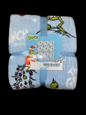 How The Grinch Stole Christmas Plush Throw Blanket Queen 90x90 Blue