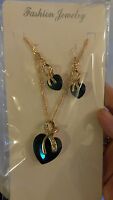 Gold Jewelry Sets For Women Crystal Heart Necklace Earrings Jewellery Set Gold Jewelry Sets For Women Crystal Heart Necklace Earrings Jewellery Set