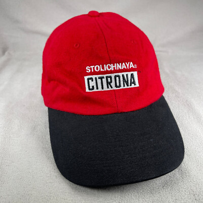Stolichnaya Citrona Hat Men OS Red Two Tone Strapback Cap Embroidered
