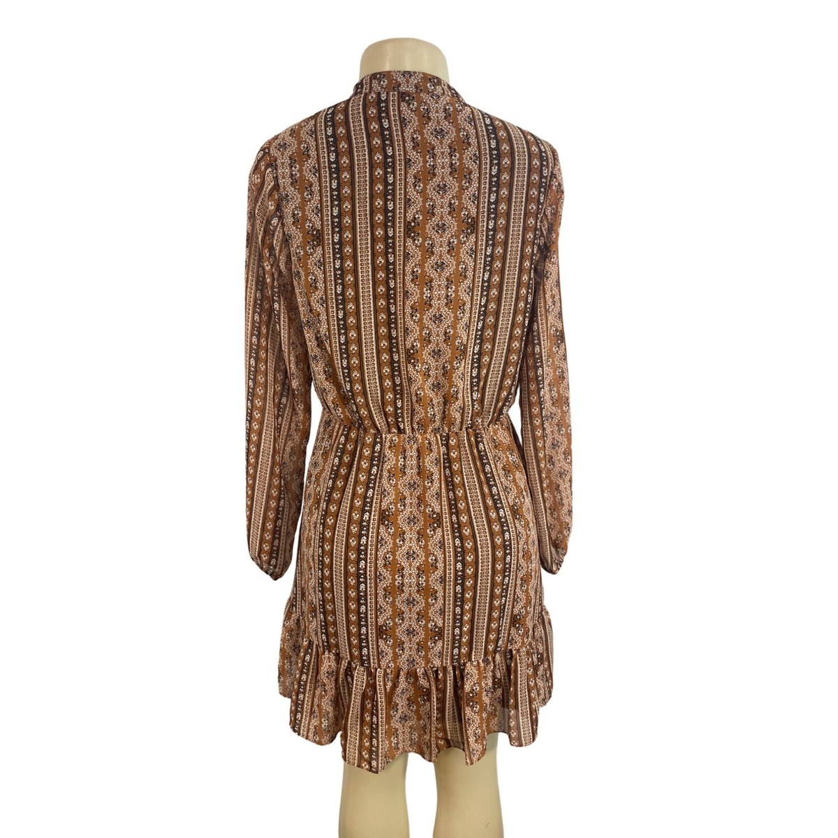 Charming Charlie Women's Brown Printed Long Sleeve Dress Sz M | eBay Charming Charlie Women's Brown Printed Long Sleeve Dress Sz M | eBay