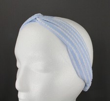Blue turban twist stretch headband fabric 1.5" wide turband seersucker stripes