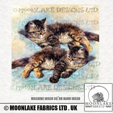 Vintage Cats and Kittnes Fabric Craft Panels in 100% Cotton or Polyester