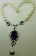 Statement Shell Pearl Necklace Cubic Zirconia Baroque Pearl Wedding