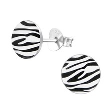 Zebra Earrings 925 Silver - Kids Women Africa Pattern Children Earrings Studs