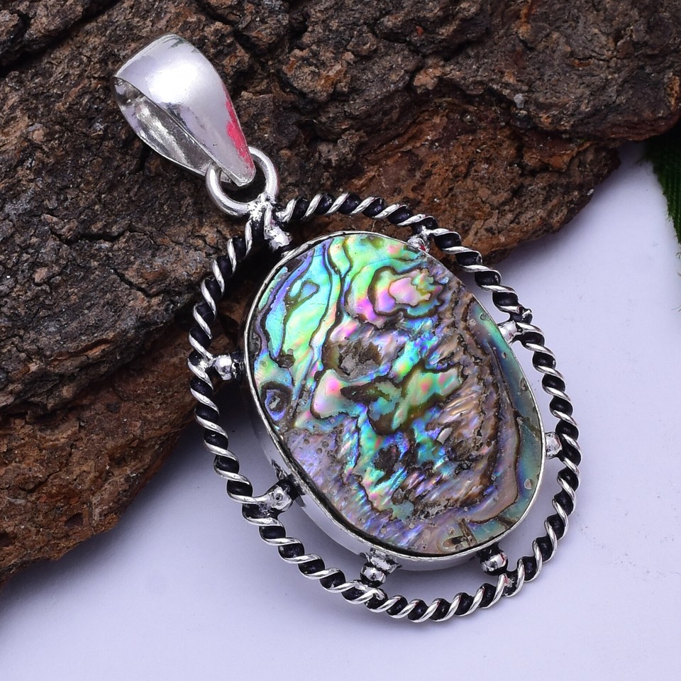 Ciondolo in argento sterling 925 con crisocolla e cuprite fatto a mano - Italia Ciondolo in argento sterling 925 con crisocolla e cuprite fatto a mano - Italia