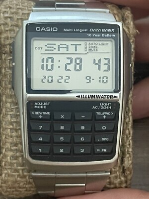 Casio Multi Lingual Data Bank 44mm Stainless Steel Case and Band Watch...