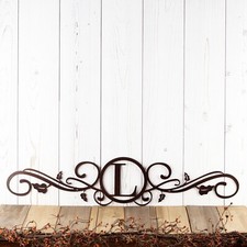 Custom Metal Family Initial Monogram Sign with Scrolls  Vines