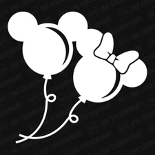 Vinyl Decal  - Mickey & Minnie Mouse Balloons (Disney), Various Colors & Sizes