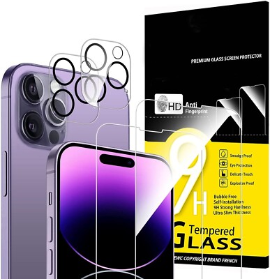 2+2 Protector de Pantalla y Camara Lente Vidrio Templado para iPhone 14 PRO MAX
