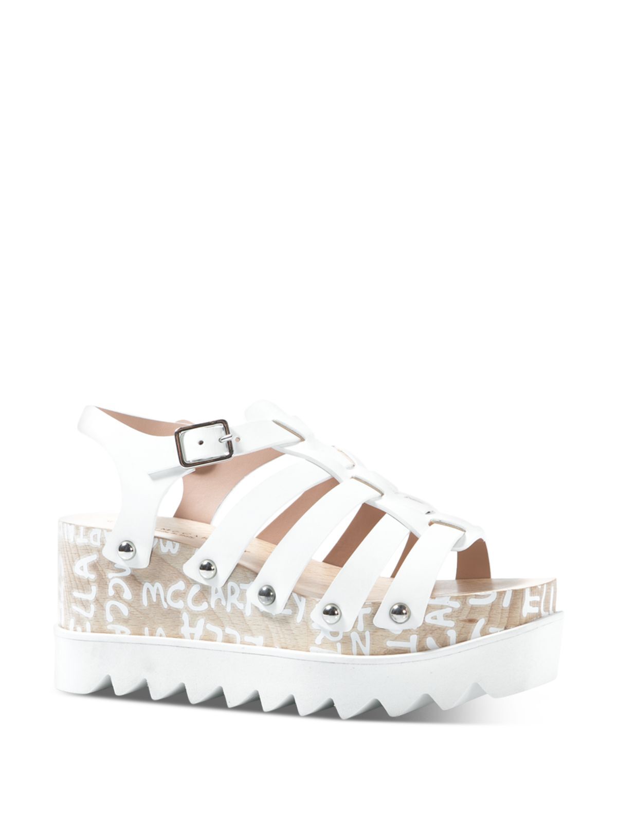 STELLAMCCARTNEY женские белые босоножки Elyse на платформе и танкетке с открытым носком 365 64990₽