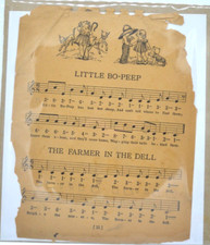Nursery Decor Wall Art Baby Kids Room Original 1920's Little Bo Peep sheet music