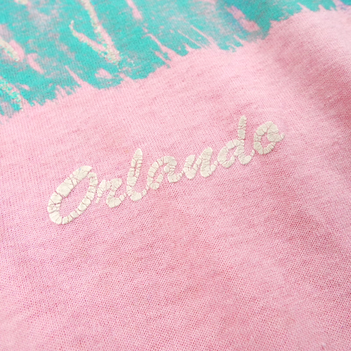 Vintage Florida T Shirt 80s Large Pink Paper Thin Orlando Seashell Burnout Puff - Picture 3 of 16