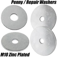 M10 10mm MUDGUARD / PENNY / REPAIR WASHERS FLAT WIDE LARGE WASHER ZINC PLATED