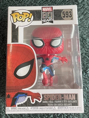 Funko Pop! Marvel: #593 Spider-Man 80 Aniversario con Protector y Pegatinas