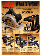 1994 ACE HARDWARE STORE PRINT AD VINTAGE BOSCH SAW, DRILL, TOOLS HARDWARE ADVERT