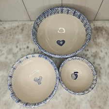 Set of 3 Nesting Mixing Bowl Set Tienshan Folk Craft Blue Sponge 10.5” 8.5” 6.5”
