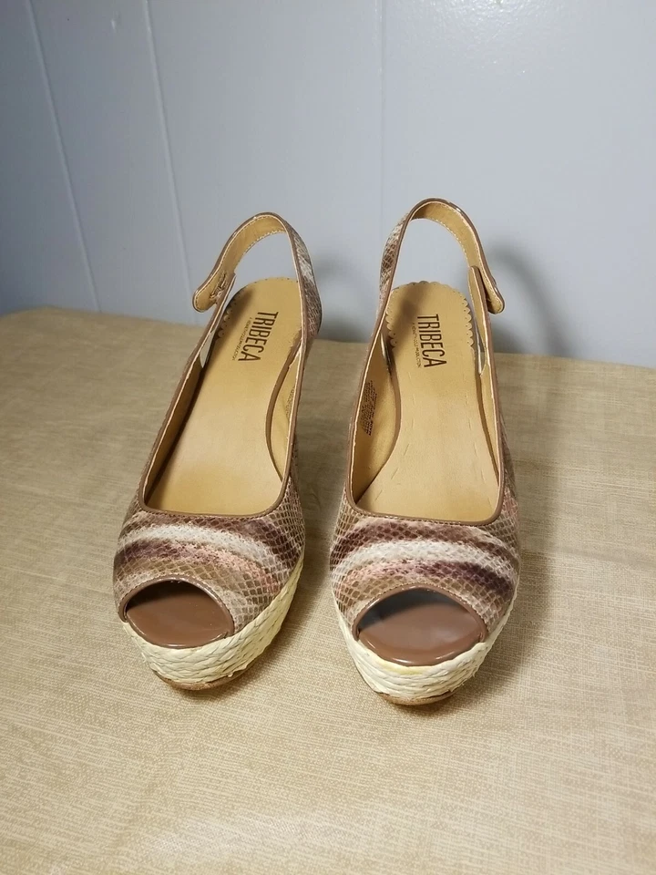 Alpargata cuña Tribeca Kenneth Cole mujer 7,5 cuero marrón piel serpiente Foto 3 de 4