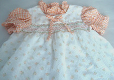 Vintage Polly Flinders Hand Smocked Orange White Dress Ruffle Size 2T