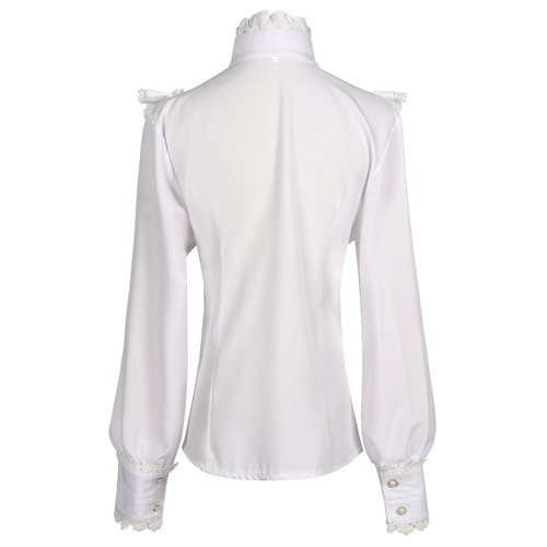 Victorian Women Shirt with Jabot Lady Classic Lolita Blouse Top Shirt Christmas - Picture 25 of 47