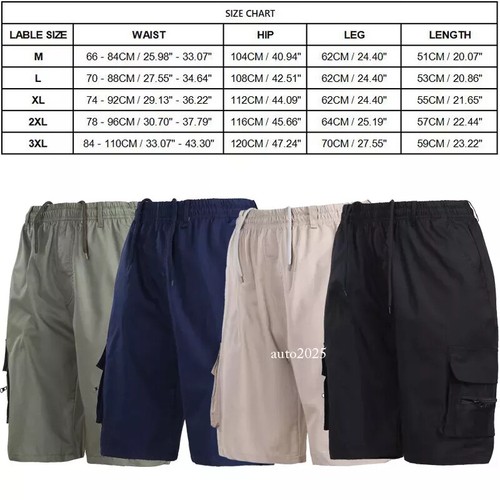 Herren Elastische Cargoshorts Freizeit Arbeit Kampf Kordelzug Taschen Halbe Hose Kurz - Bild 6 von 28