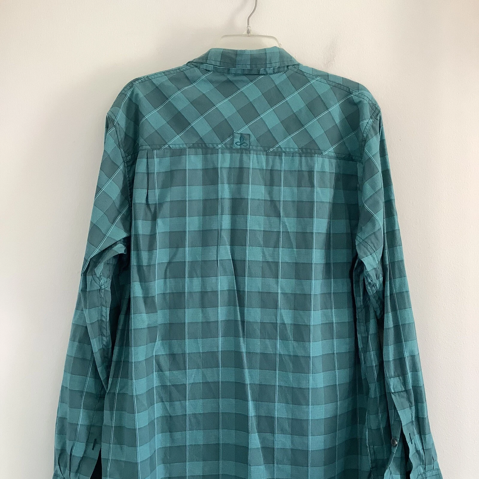 prana button up organic cotton plaid long sleeve shirt