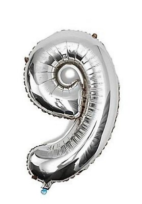 18   Silber Zahl 9 Folienballon