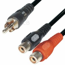 Audio Kabel Cinch 0,2m RCA Y Verteiler Stecker 2 Buchsen Adapter Splitter