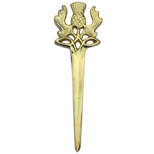 Scottish Highland Thistle Hilt Kilt Pin In Gold Plated Finish 4" Kilt Pin