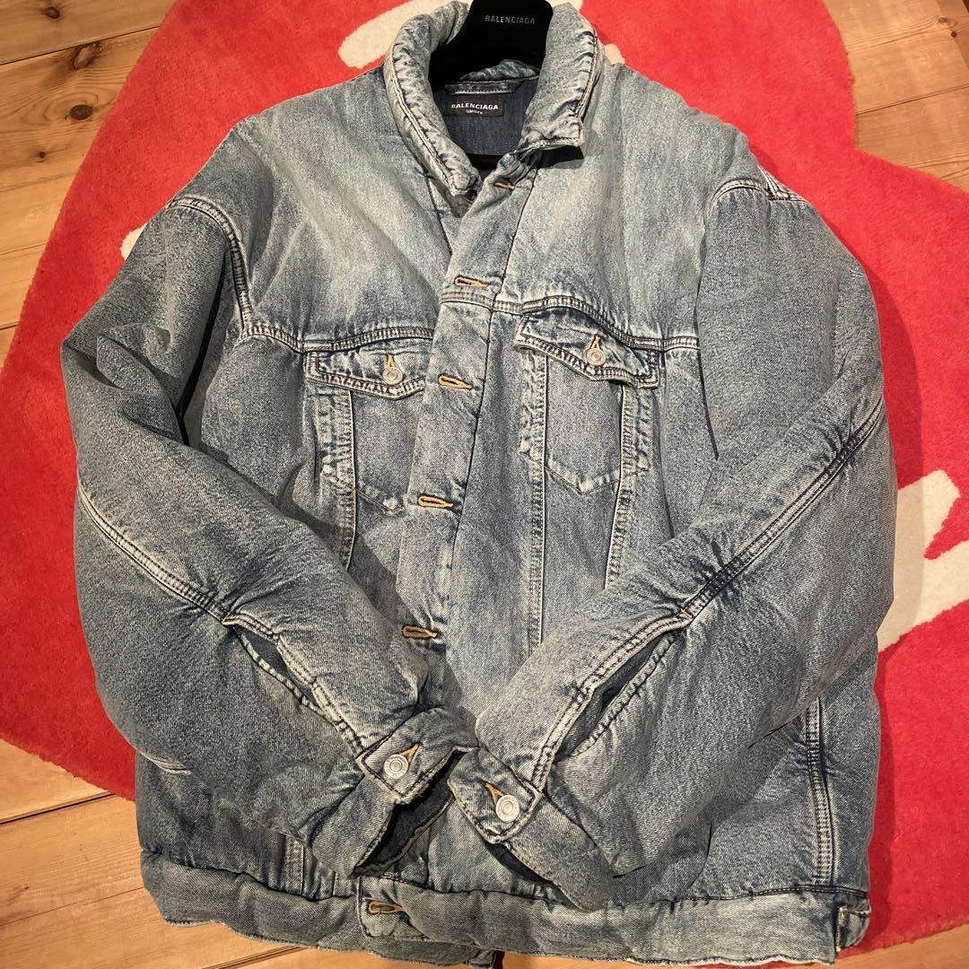 Kanye wearing Balenciaga padded denim jacket rare