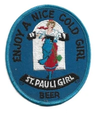 St. Pauli Girl Beer VINTAGE Sew-On Patch "Enjoy A Nice Girl!" UNUSED