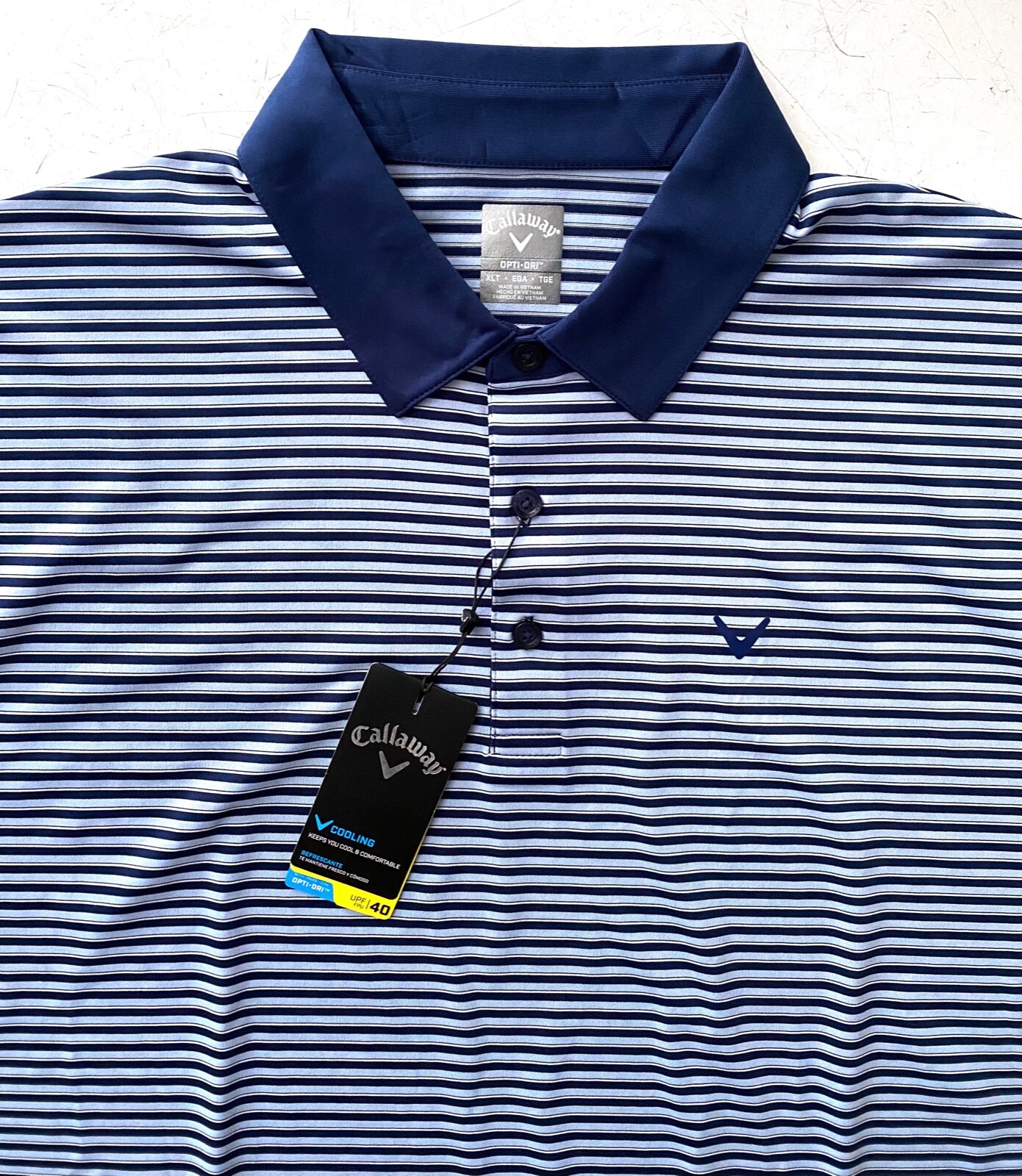 Callaway Polo Shirt OptiDri Medieval Blue Stripe Nwt Golf Shirt XLT eBay