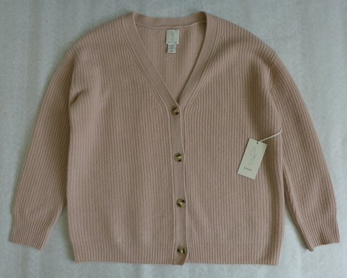 NUEVO CON ETIQUETAS JOIE Cuello en V 100% Cachemira Acanalado Tejido Botón Frontal Cárdigan Suéter M/L/XL - Imagen 4 de 10