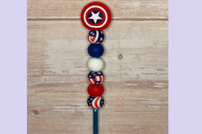 Custom Patriotic, Red White  Blue Beaded Crochet Hooks