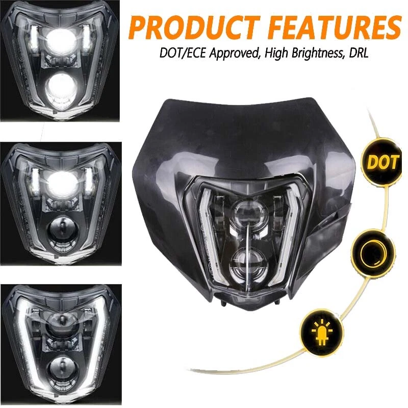 Faro LED + Máscara de carenado negro para Suzuki DRZ400SM DRZ400S DRZ400E para KTM Foto 2 de 4