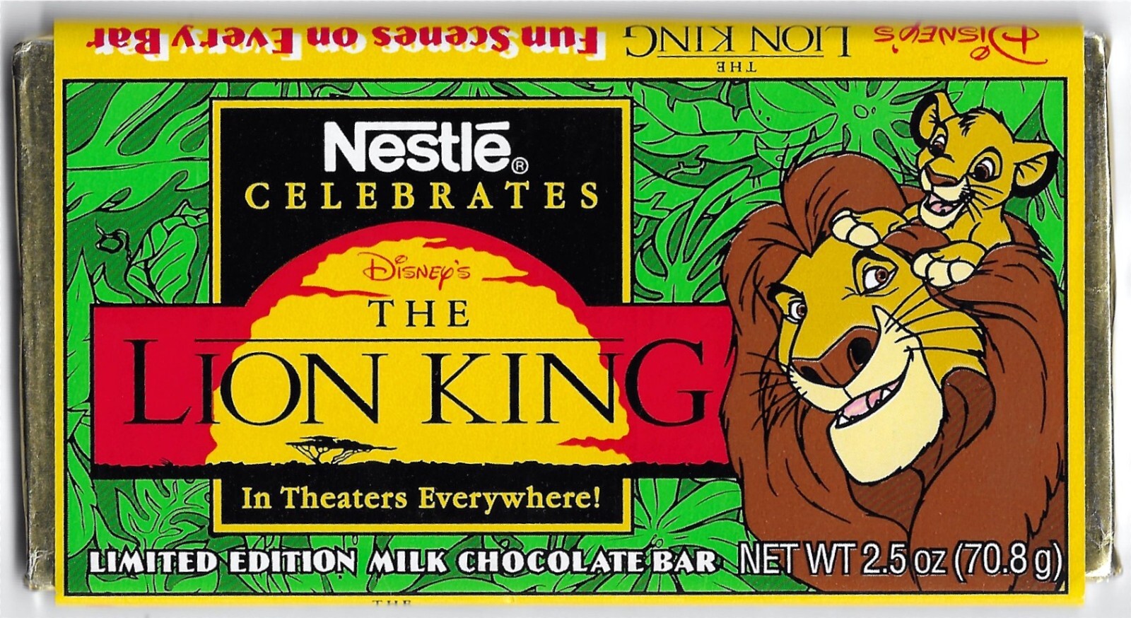 The Lion King - LTD Edit. Nestle Chocolate Bar - Wrapper - 1994