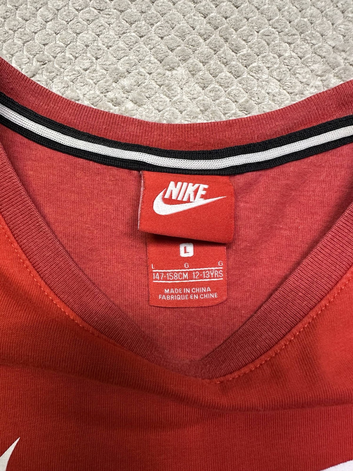 Nike Air Kids Short Sleeve Crew Neck T-Shirt Red Kids Large image 3
