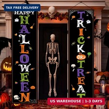 OHOME Halloween Decorations - Trick or Treat Porch Banner for Indoor Outdoor Out