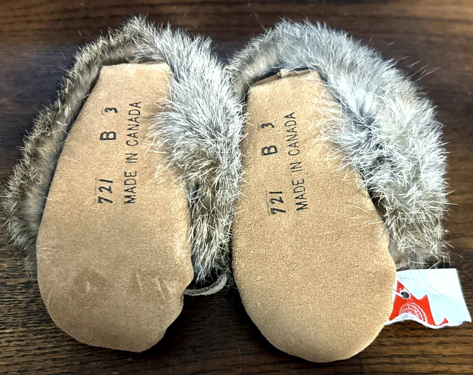 Genuine Fur and Suede Leather Baby or Doll Moccasins Made in Canada - Image 2 of 4