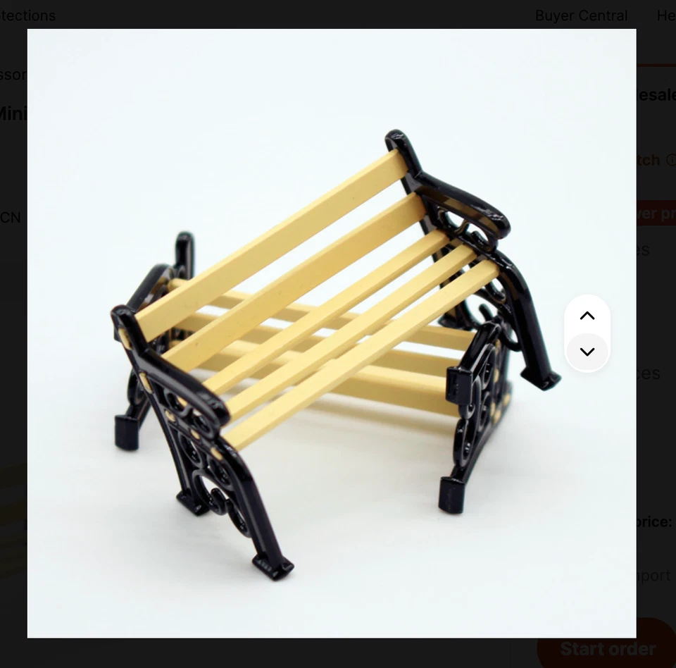 Two Wrought Iron Wood Park Benches (Die-cast + wood) 1:24 G Scale - Image 3 of 4