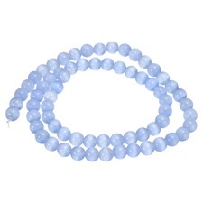 65pcs Light Blue Cat's Eye Stone Beads 6mm Round Crystal Loose Bead,